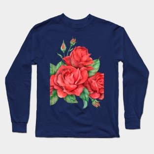 Hand-drawn red rose flower Long Sleeve T-Shirt